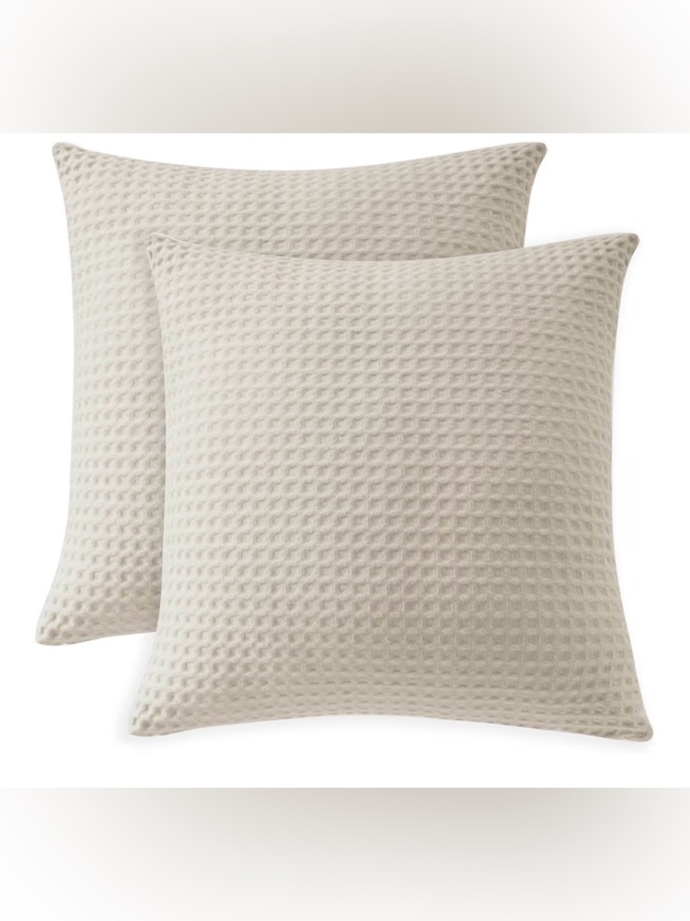 2 decorative Throw Pillow Covers - Waffle Weave Cream